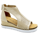 "Sugar Momma" Raffia Wrapped Wedge Sandal (Gold)-Lola Monroe Boutique