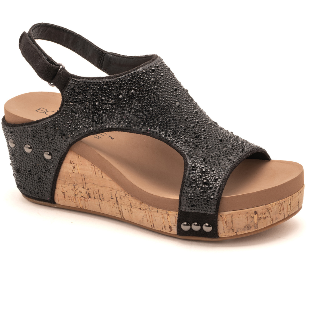 Corkys Shoes Corkys Rhinestone Flip Flops Corkys Wedge Black