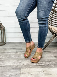 Corkys "The Ashley" Rhinestone Corky Wedge Sandal (Gold)-Lola Monroe Boutique