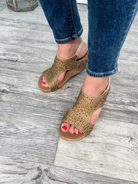 Corkys "The Ashley" Rhinestone Corky Wedge Sandal (Gold)-Lola Monroe Boutique