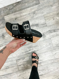 Corkys "Twinkie" Corky Wedge Sandal (Black)