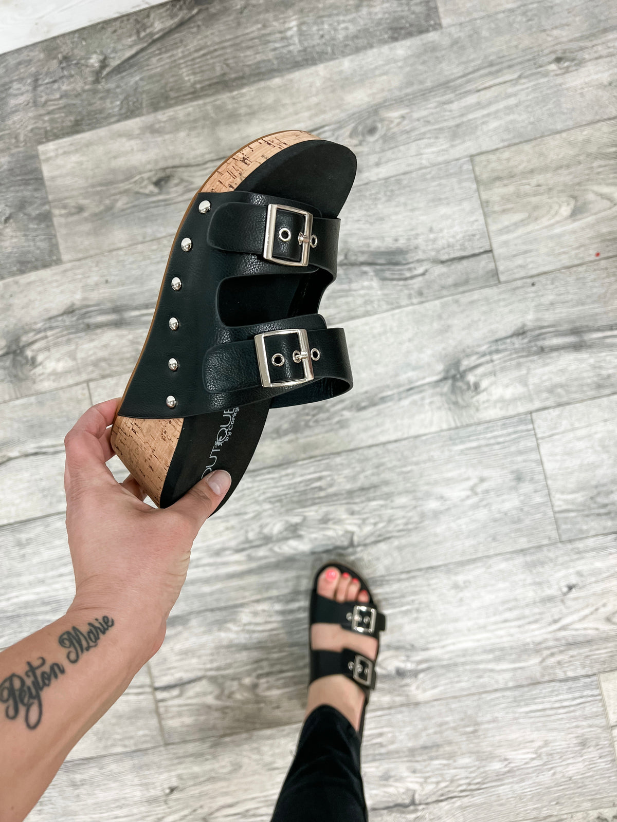 Corkys "Twinkie" Corky Wedge Sandal (Black)