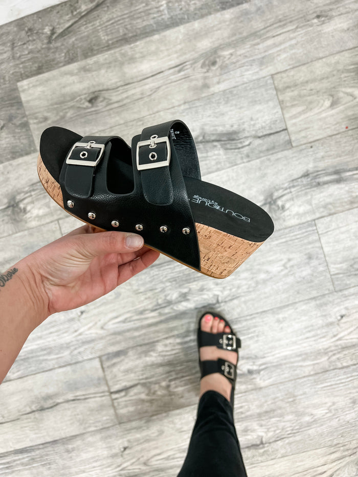 Corkys "Twinkie" Corky Wedge Sandal (Black)