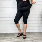 Cotton Capri Leggings ( Black and Charcoal)-Lola Monroe Boutique