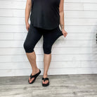 Cotton Capri Leggings ( Black and Charcoal)-Lola Monroe Boutique