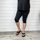 Cotton Capri Leggings ( Black and Charcoal)-Lola Monroe Boutique