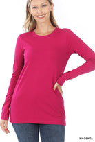 Cotton Long Sleeve "Just What it Needed" Round Neck Tee (Multiple Colors)-Lola Monroe Boutique