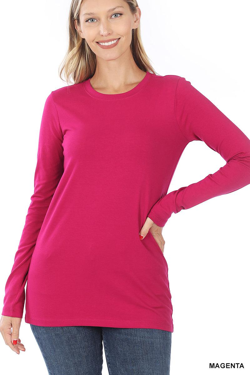 Cotton Long Sleeve "Just What it Needed" Round Neck Tee (Multiple Colors)