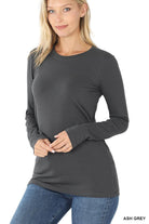 Cotton Long Sleeve "Just What it Needed" Round Neck Tee (Multiple Colors)-Lola Monroe Boutique