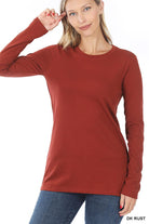 Cotton Long Sleeve "Just What it Needed" Round Neck Tee (Multiple Colors)-Lola Monroe Boutique