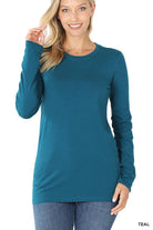 Cotton Long Sleeve "Just What it Needed" Round Neck Tee (Multiple Colors)-Lola Monroe Boutique