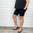 Cotton No Chub Rub Bike Shorts with Pockets (Black)-Lola Monroe Boutique