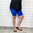 Cotton No Chub Rub Bike Shorts with Pockets (Bright Blue)-Lola Monroe Boutique