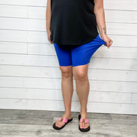 Cotton No Chub Rub Bike Shorts with Pockets (Bright Blue)-Lola Monroe Boutique