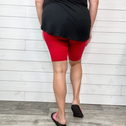 Cotton No Chub Rub Bike Shorts with Pockets (Dark Red)-Lola Monroe Boutique