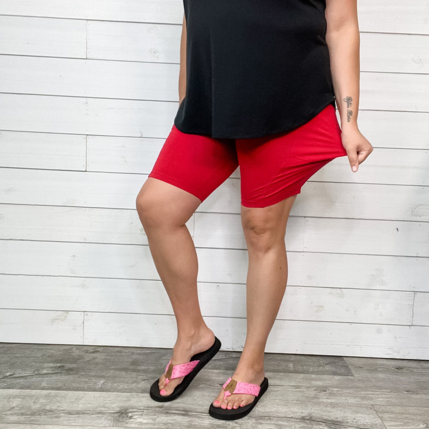 Cotton No Chub Rub Bike Shorts with Pockets (Dark Red)-Lola Monroe Boutique
