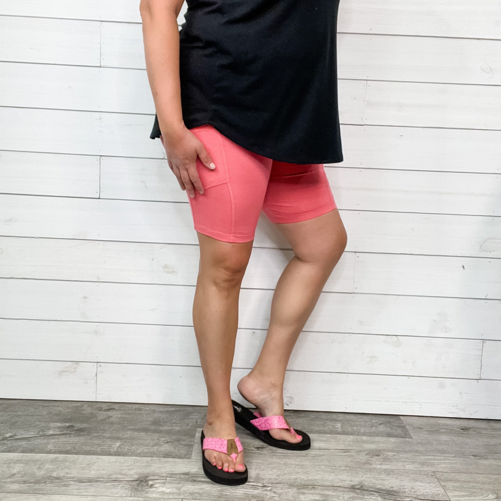 Cotton No Chub Rub Bike Shorts with Pockets (Desert Rose)