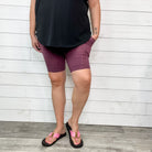 Cotton No Chub Rub Bike Shorts with Pockets (Eggplant)-Lola Monroe Boutique