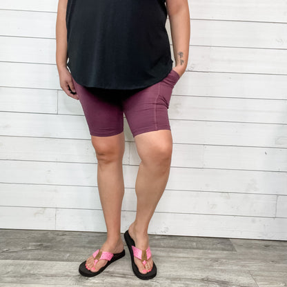 Cotton No Chub Rub Bike Shorts with Pockets (Eggplant)