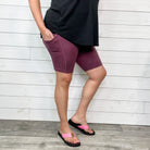 Cotton No Chub Rub Bike Shorts with Pockets (Eggplant)-Lola Monroe Boutique