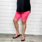 Cotton No Chub Rub Bike Shorts with Pockets (Fuchsia)-Lola Monroe Boutique