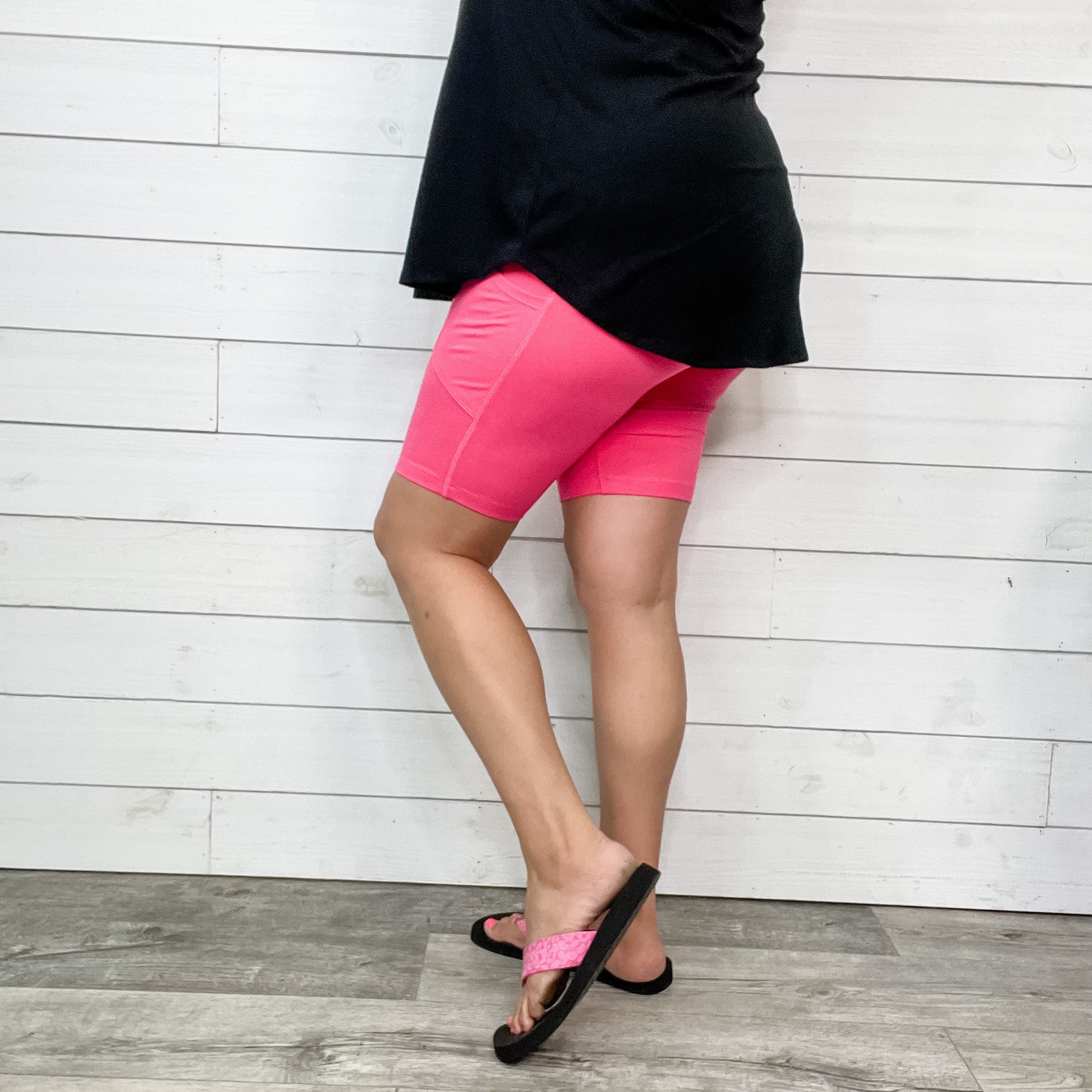 Cotton No Chub Rub Bike Shorts with Pockets (Fuchsia)-Lola Monroe Boutique