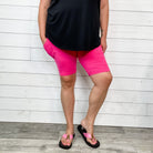 Cotton No Chub Rub Bike Shorts with Pockets (Hot Pink)-Lola Monroe Boutique