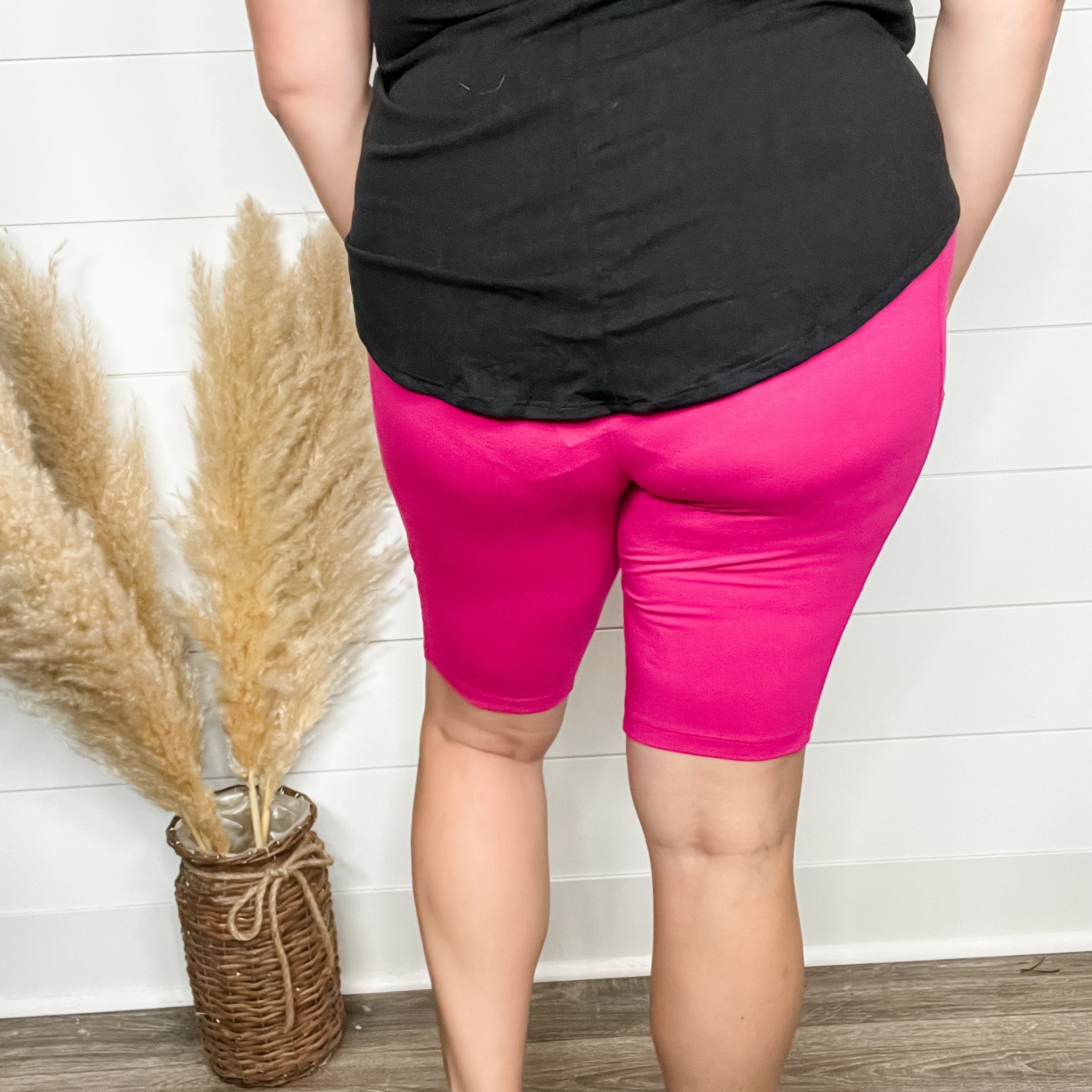 Cotton No Chub Rub Bike Shorts with Pockets (Magenta)-Lola Monroe Boutique