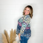 "Couldn't Help It" Animal Print 3/4 Sleeve V Neck-Lola Monroe Boutique