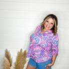 "Covert" Paisley 3/4 Sleeve Split Neck Tops-Lola Monroe Boutique