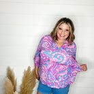 "Covert" Paisley 3/4 Sleeve Split Neck Tops-Lola Monroe Boutique