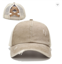 Criss Cross Ponytail Hat (Multiple Colors)-Lola Monroe Boutique