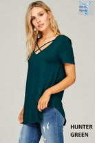 Criss Cross Short Sleeve Top (Multiple Colors)-Lola Monroe Boutique