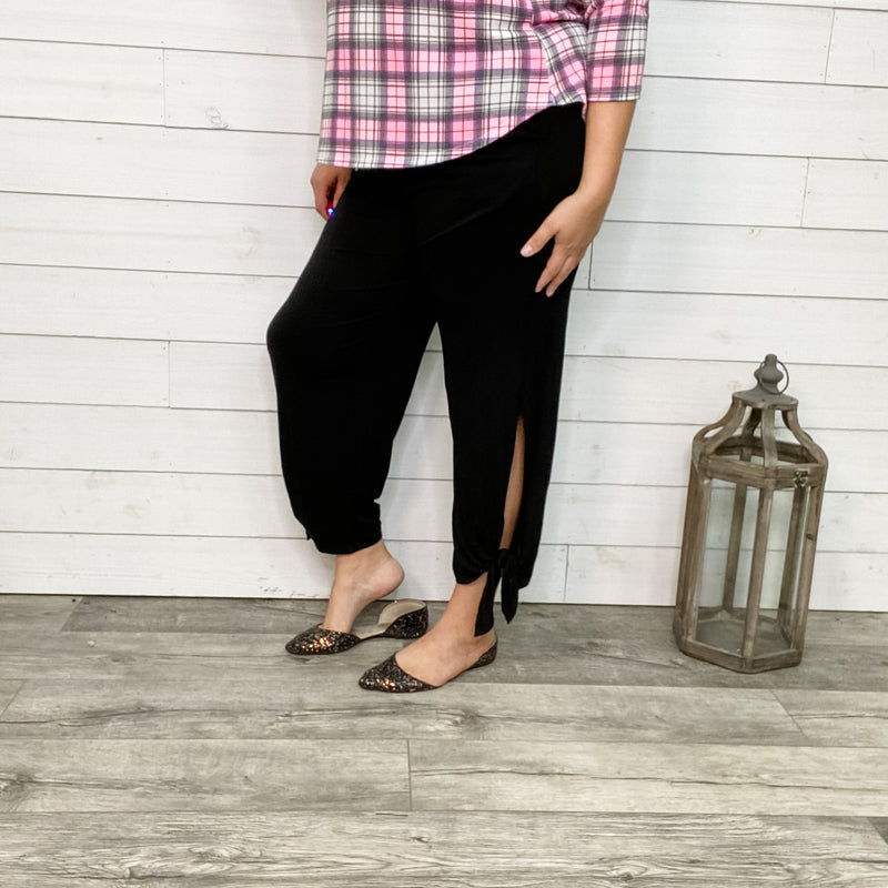 Cropped Pant with Ankle Tie Detail-Lola Monroe Boutique