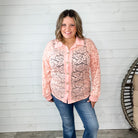 "Crosby" Lace Collared Button Up (Peach)-Lola Monroe Boutique