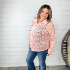 "Crosby" Lace Collared Button Up (Peach)-Lola Monroe Boutique