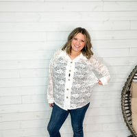 "Crosby" Lace Collared Button Up (White)-Lola Monroe Boutique