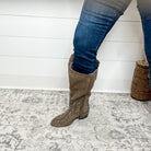 "Crystal" By Very G Faux Suede Wide Calf Boot (Taupe)-Lola Monroe Boutique