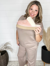 "Cuddle Up" Sherpa Lined Platform Mule (Blush)