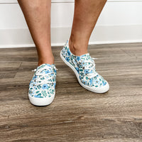 Custom Sneakers (Blue Floral)-Lola Monroe Boutique