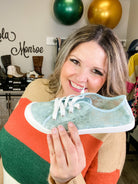 Custom Sneakers (Teal Lace)-Lola Monroe Boutique