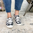 Custom Sneakers (White and Black Plaid)-Lola Monroe Boutique