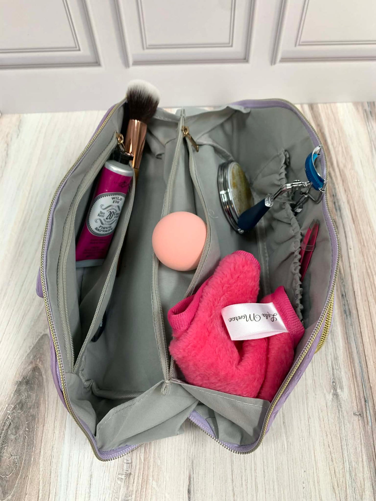 Vegan Leather Woven Travel Makeup Bag