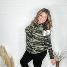 "Dare Me" Long Sleeve Camo and Sequin Accent-Lola Monroe Boutique