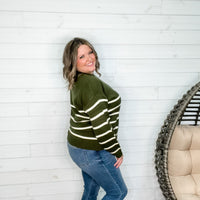 "Darlene" Long Sleeve Round Neck Stripe Sweater-Lola Monroe Boutique