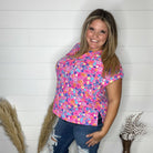 "Dateline" Split Neck Cuffed Short Sleeve-Lola Monroe Boutique