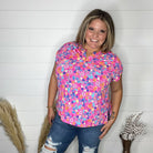 "Dateline" Split Neck Cuffed Short Sleeve-Lola Monroe Boutique