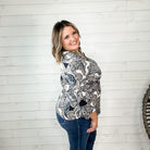 "Davin" Paisley Lizzy 3/4 Sleeve Split Neck-Lola Monroe Boutique