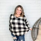 "Delfina" Long Sleeve Checkered V Neck-Lola Monroe Boutique