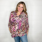 "Depth" Animal Lizzy 3/4 Sleeve Split Neck-Lola Monroe Boutique